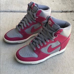 Nike Pink and Gray Sky Hi Dunks